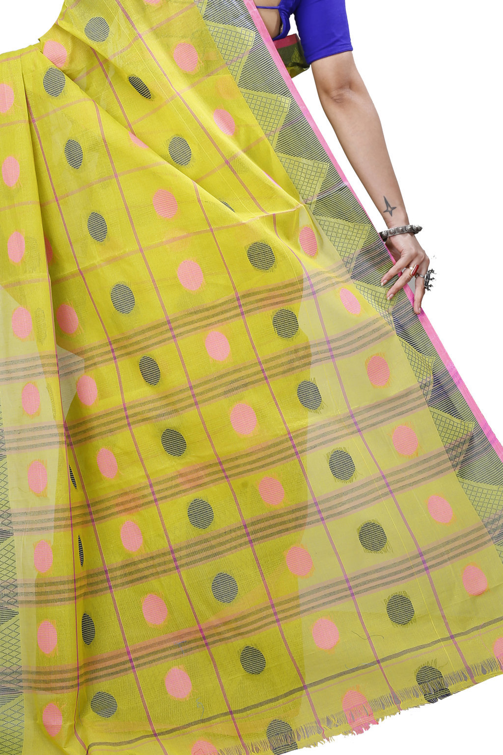 Dark Yellow Pure Cotton Rebeka Tant Saree (1006)
